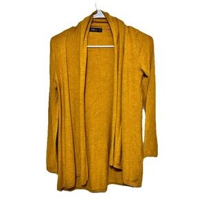 ZARA Knit Open Front Cardigan Sweater Mustard Yellow Women’s Size M Long Sleeve